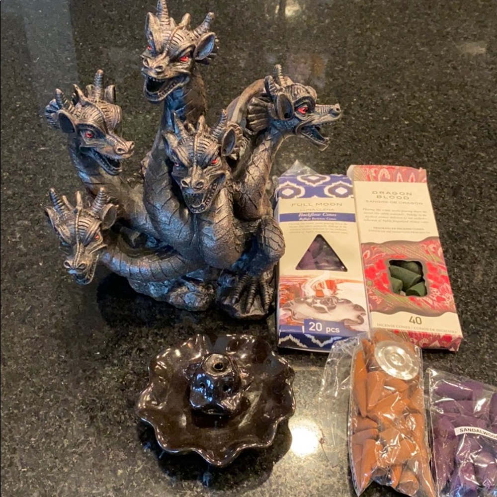 5 headed dragon and other incense burners